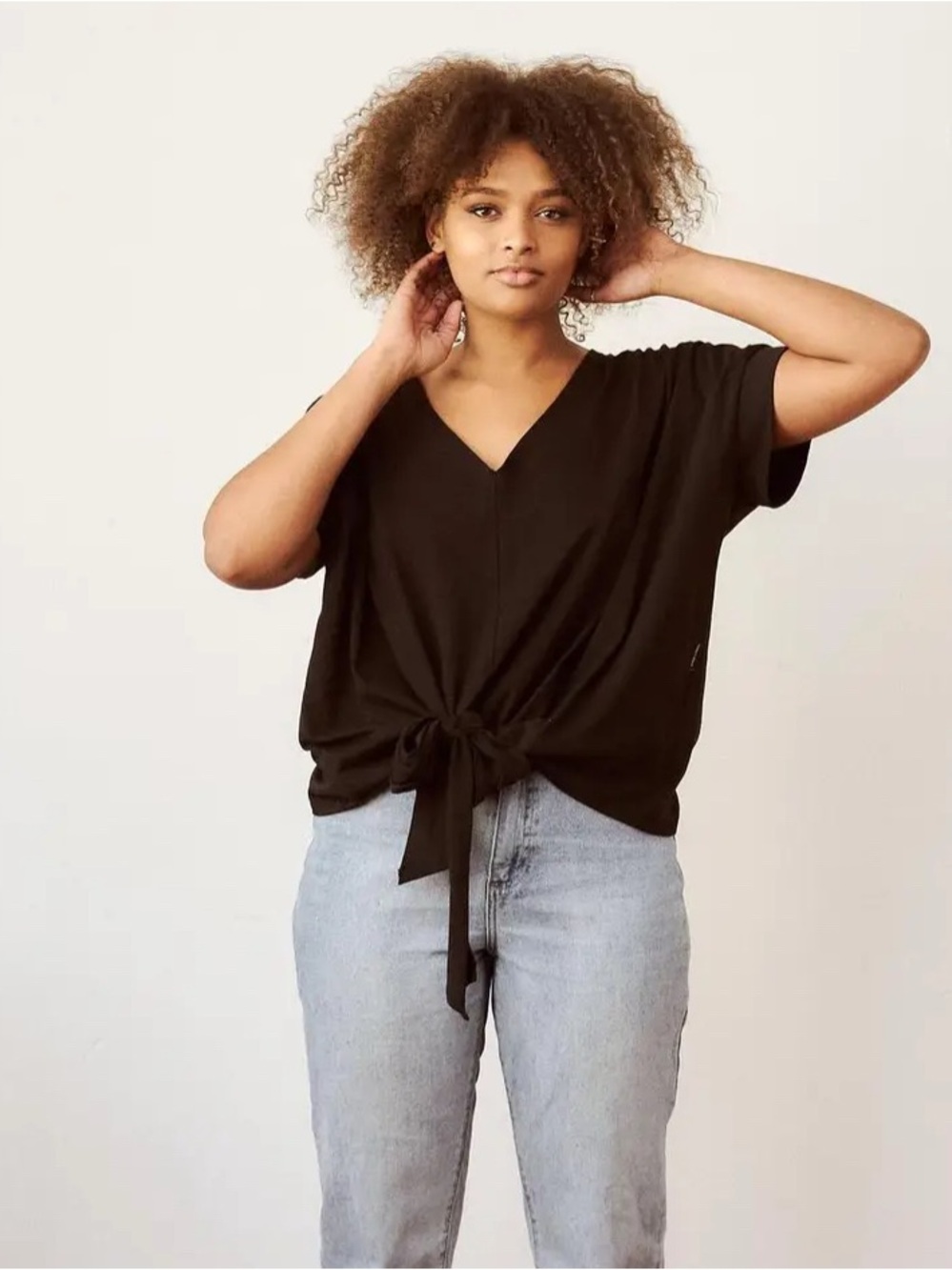 Free Label Black Tie Front Penny Tee